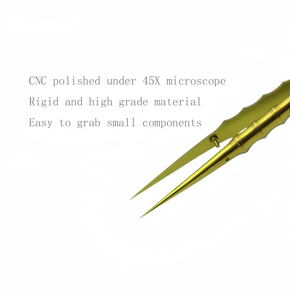 Bamboo Titanium Sharp Tweezers with Anti-corrosion Fine Tip Non-magnetic Titanium Tweezers