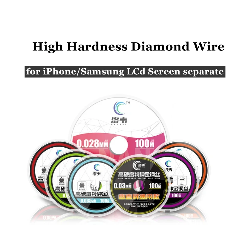 Luowei High Hardness Screen Cutting Wire Alloy Steel Line for iPhone Samsung Edge Broken Glass Remove