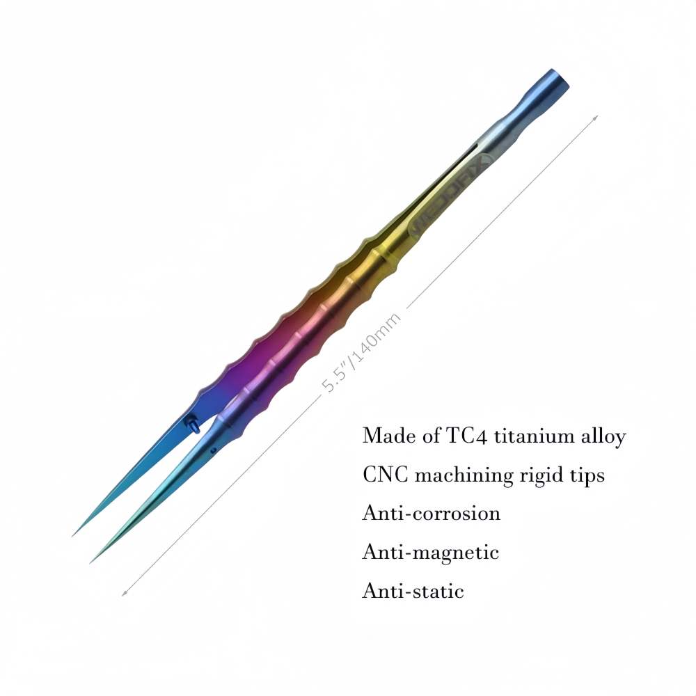 Rainbow Bamboo Titanium Alloy Tweezers with Straight Tip - Unique Design