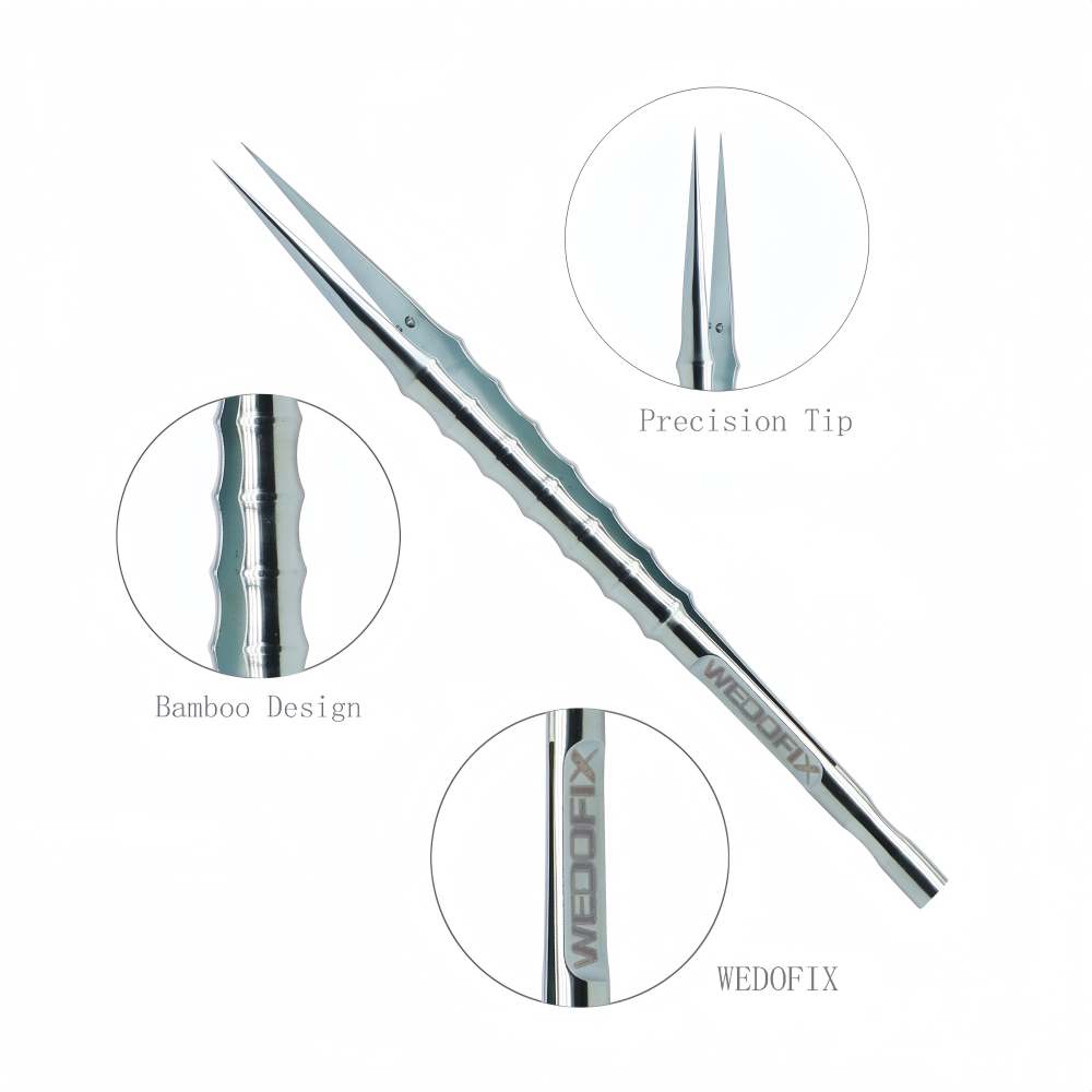 Cyan-Bamboo Extra Long Titanium Tweezers with Unique Design for Tiny Components Splinters
