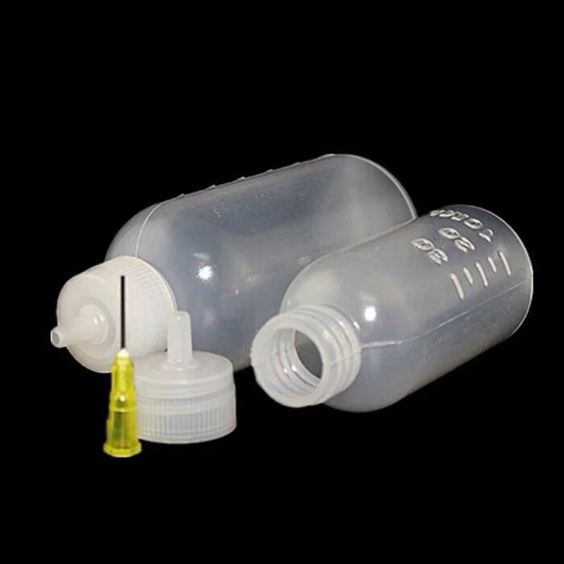 2Pcs/lot 50ml Dispensing Alcohol Bottle Plastic Needle Glue Dropper for Rosin Solder Flux Paste Touch Screen Battery Cleaning