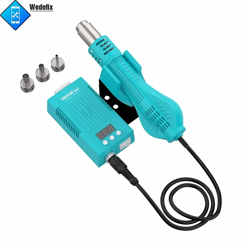 YouYue 8858 Portable Hot Air Rework Station Phone Repair Digital Display Heat Gun with 3 Pcs Nozzles for Electronics Repair