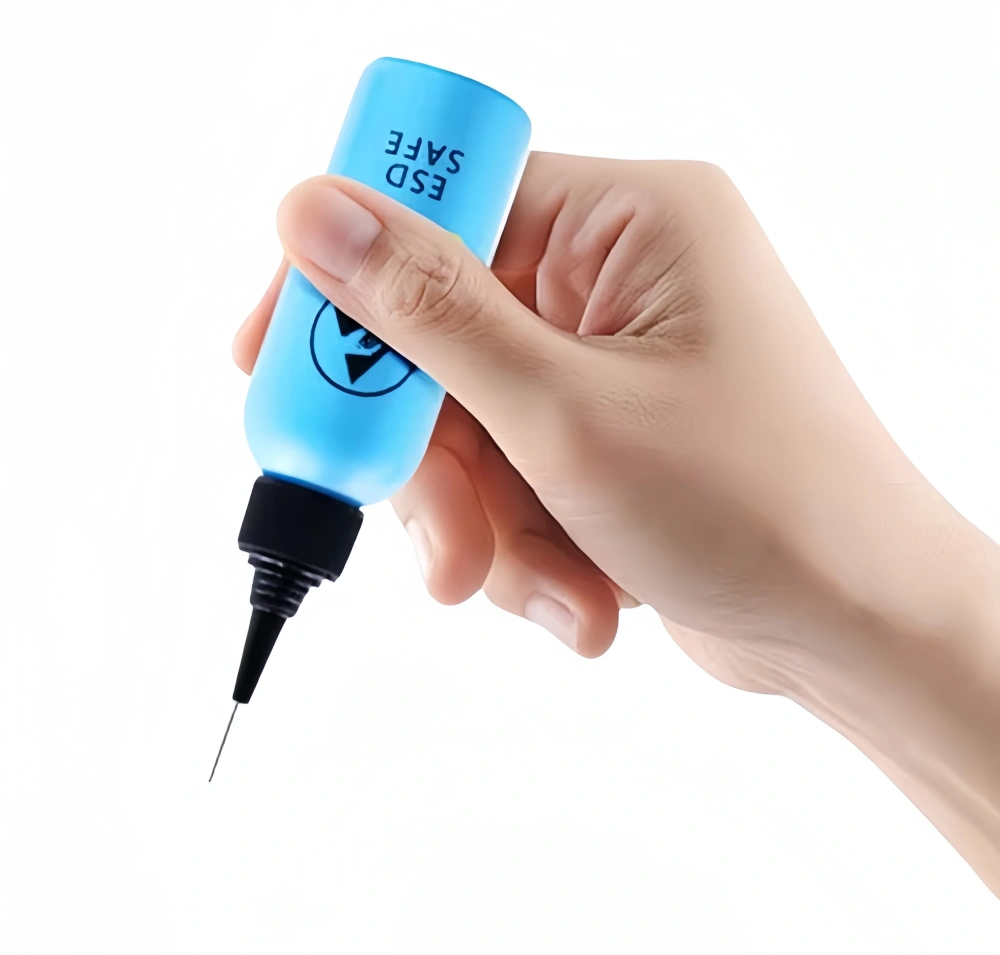60mL ESD Alcohol Bottle Dispenser with Stainless Steel Needle Anti-static Glue Dropper for Phone Electronics PCB Board Clean