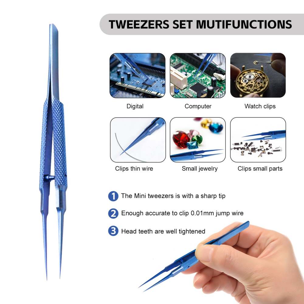 Multi-purpose Mini Tweezers with Precision Pointed Tips Titanium Tiny Tweezers for DIY and Daily Work