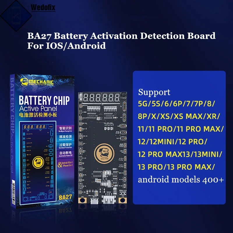 MECHANIC BA27 Battery Activation Detection Board Phone Battery Tester Repair Quick Charging for iPhone 5G-13 Pro Max Android