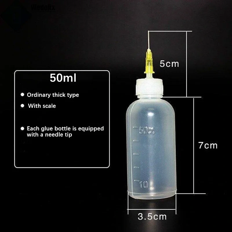 2Pcs/lot 50ml Dispensing Alcohol Bottle Plastic Needle Glue Dropper for Rosin Solder Flux Paste Touch Screen Battery Cleaning
