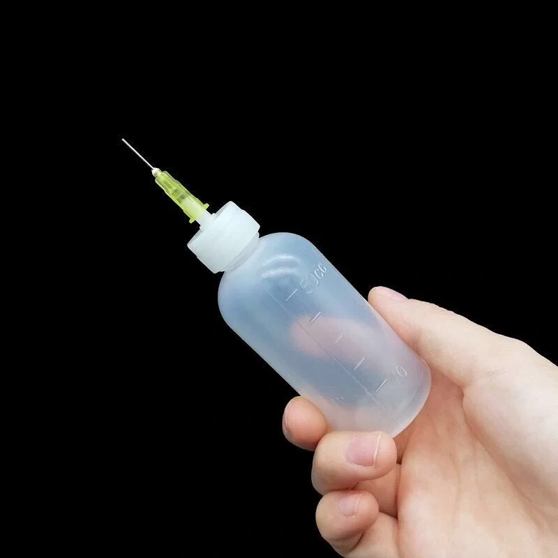 2Pcs/lot 50ml Dispensing Alcohol Bottle Plastic Needle Glue Dropper for Rosin Solder Flux Paste Touch Screen Battery Cleaning