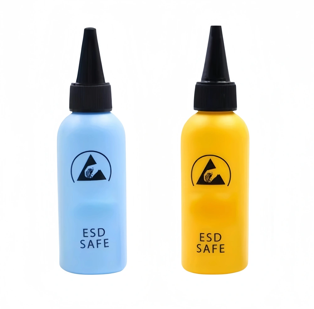 60mL ESD Alcohol Bottle Dispenser with Stainless Steel Needle Anti-static Glue Dropper for Phone Electronics PCB Board Clean