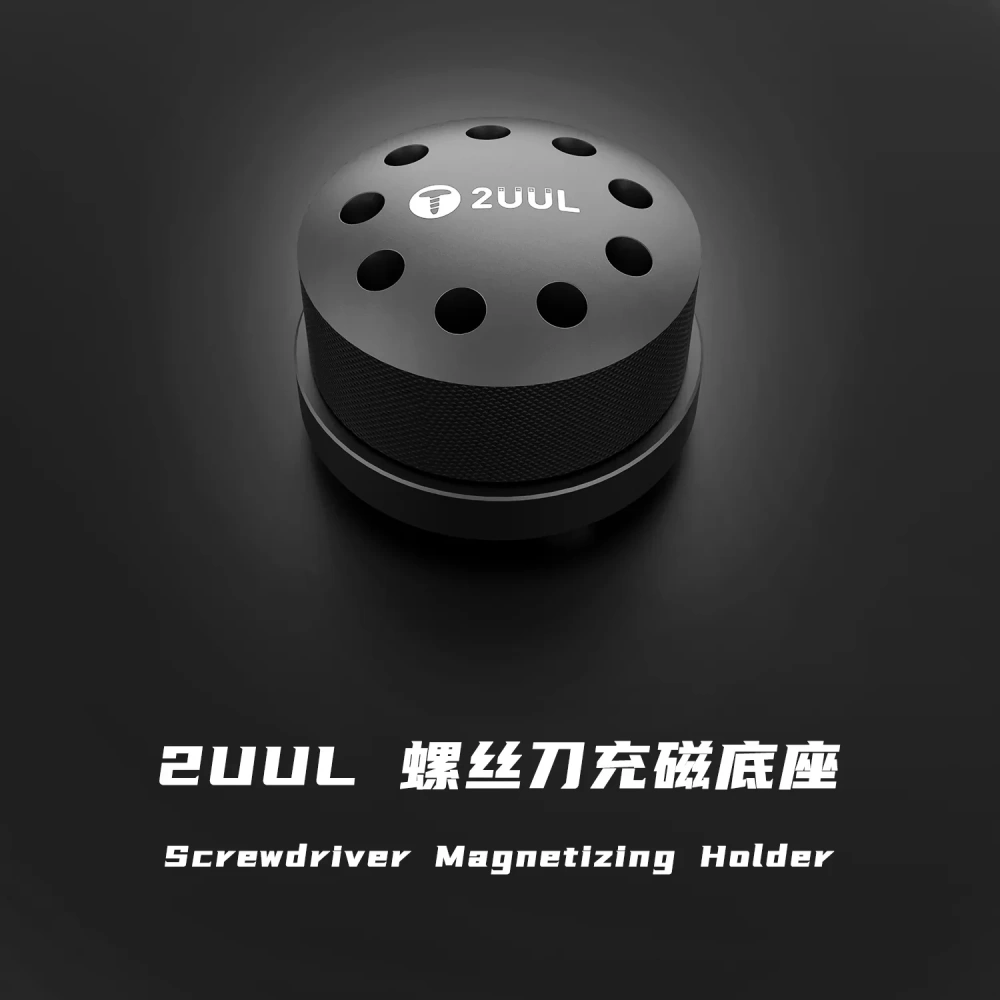 2UUL ST51 Magnetic Rotatable Screwdriver Holder with 9 Hole Phone Repair Tweezers Organizer for Phone Repair Tools Sorting