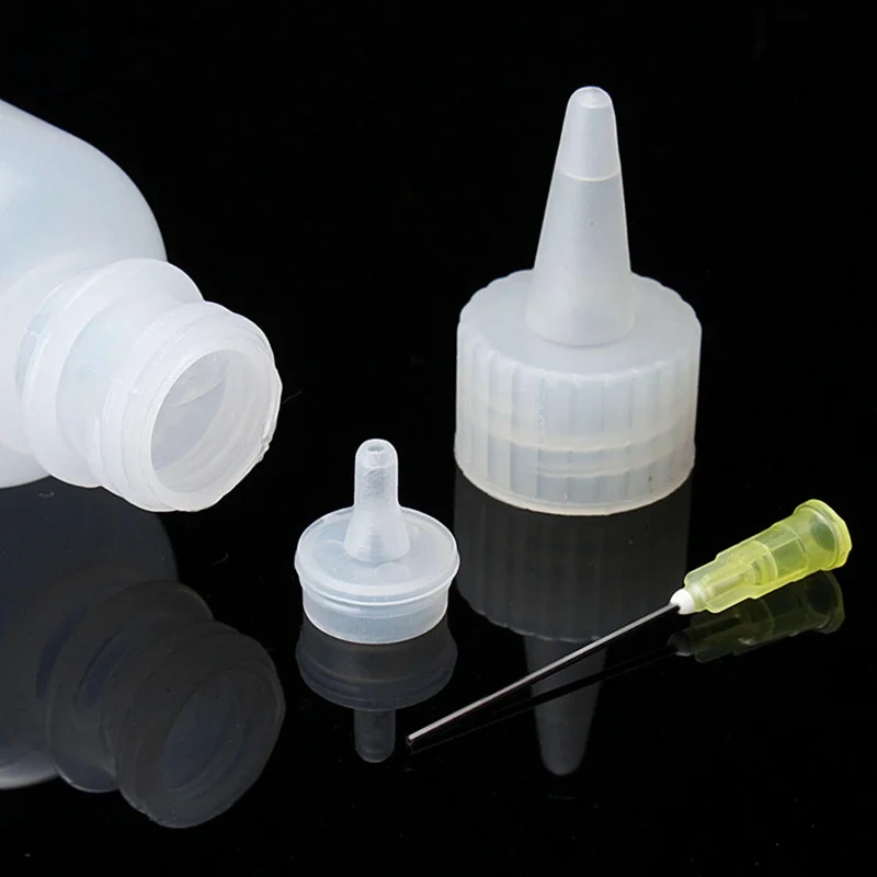 2Pcs/lot 50ml Dispensing Alcohol Bottle Plastic Needle Glue Dropper for Rosin Solder Flux Paste Touch Screen Battery Cleaning