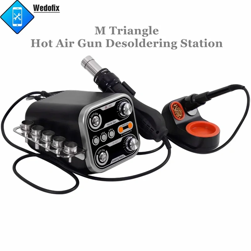 M Triangle 2 in 1 Solder Iron Station Digital Display Hot Air Gun 700W 450℃ Constant Temperature Lead Free Soft Whrilwind