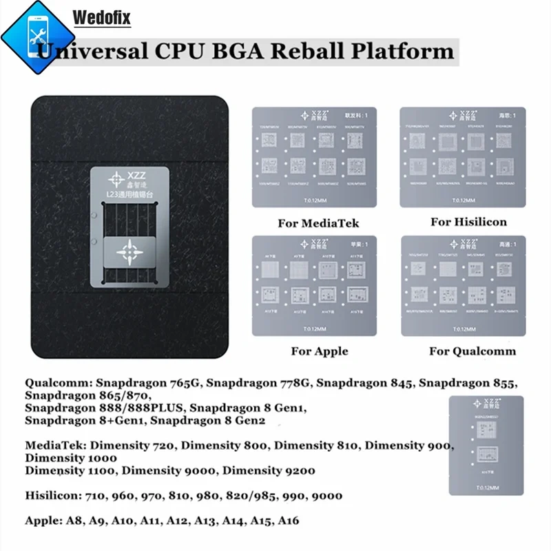 XZZ  L23 CPU Reballing Stencil with Position Mold BGA Reball Template for A16 A15 Qualcomm Hisilicon MediaTek Plant Tin Tools