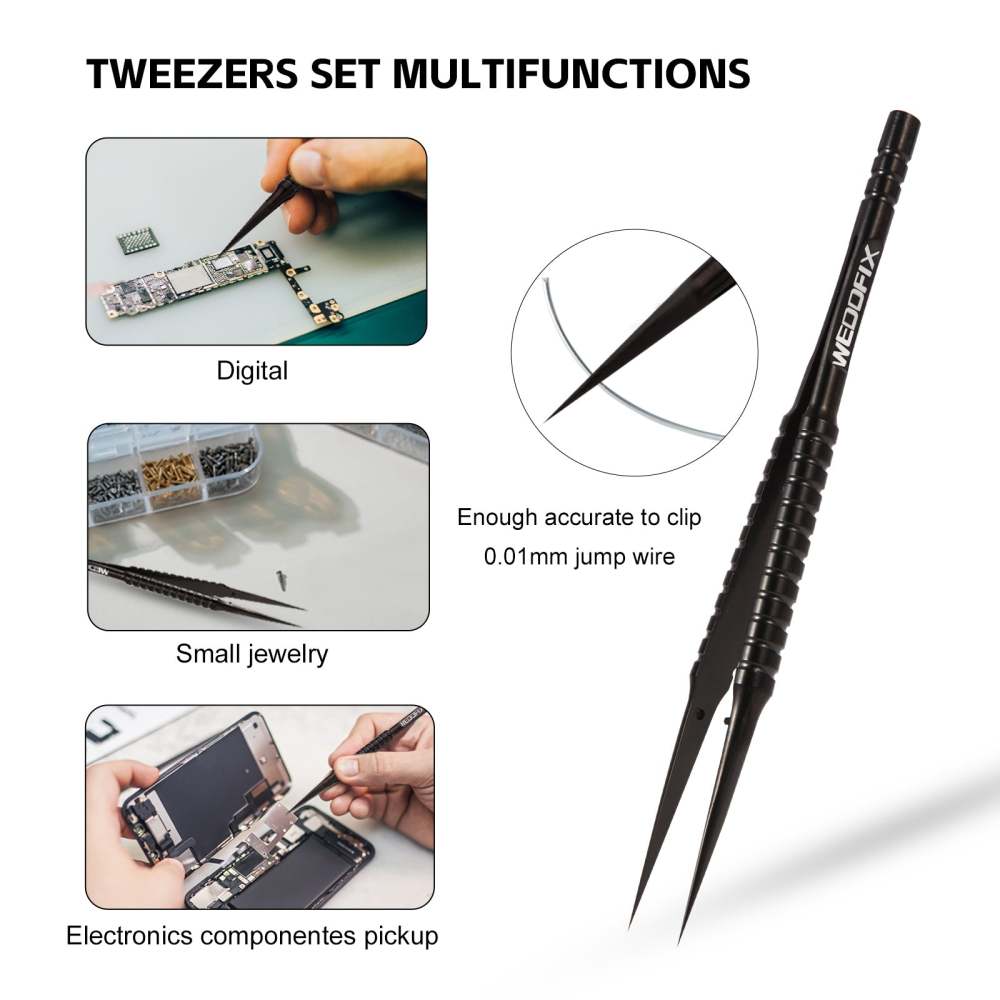 WEDOFIX High Precision Titanium Tweezers with Pointed Tips for Mobile Phone Repair Laboratory Work Jewelry Making