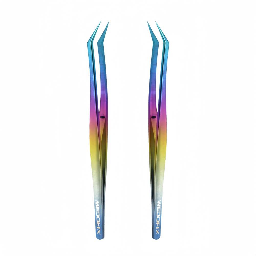Multi-purpose Rainbow Professional Titanium Tweezers for Eyebrows and DIY Work
