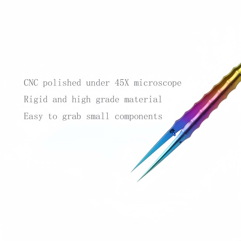 Rainbow Bamboo Titanium Alloy Tweezers with Straight Tip - Unique Design