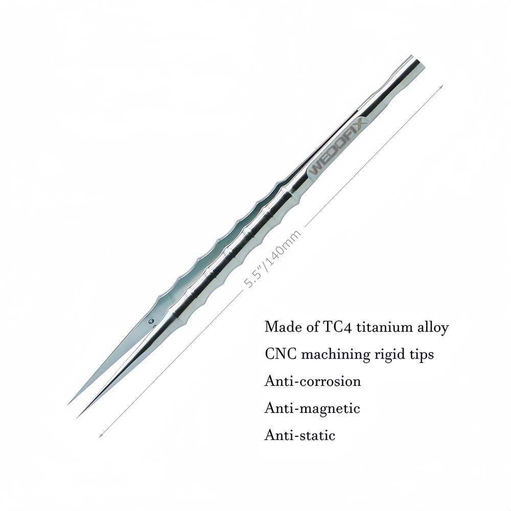 Cyan-Bamboo Extra Long Titanium Tweezers with Unique Design for Tiny Components Splinters