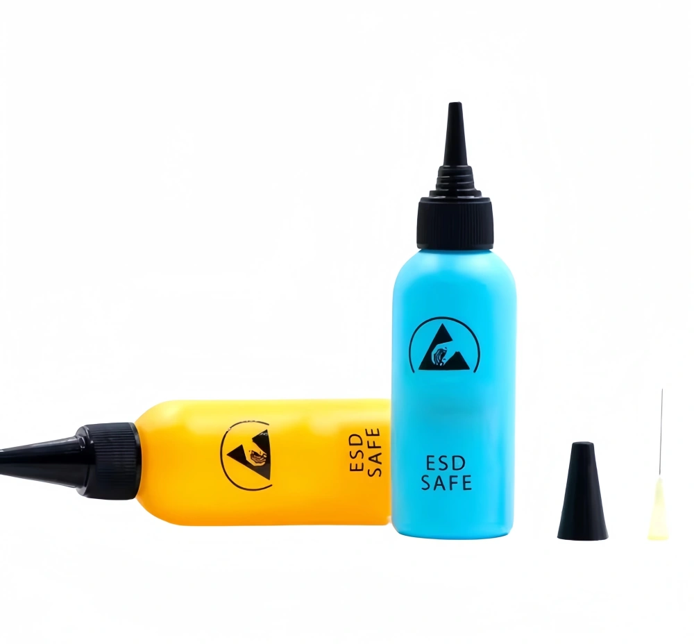 60mL ESD Alcohol Bottle Dispenser with Stainless Steel Needle Anti-static Glue Dropper for Phone Electronics PCB Board Clean