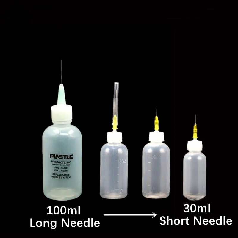 2Pcs/lot 50ml Dispensing Alcohol Bottle Plastic Needle Glue Dropper for Rosin Solder Flux Paste Touch Screen Battery Cleaning