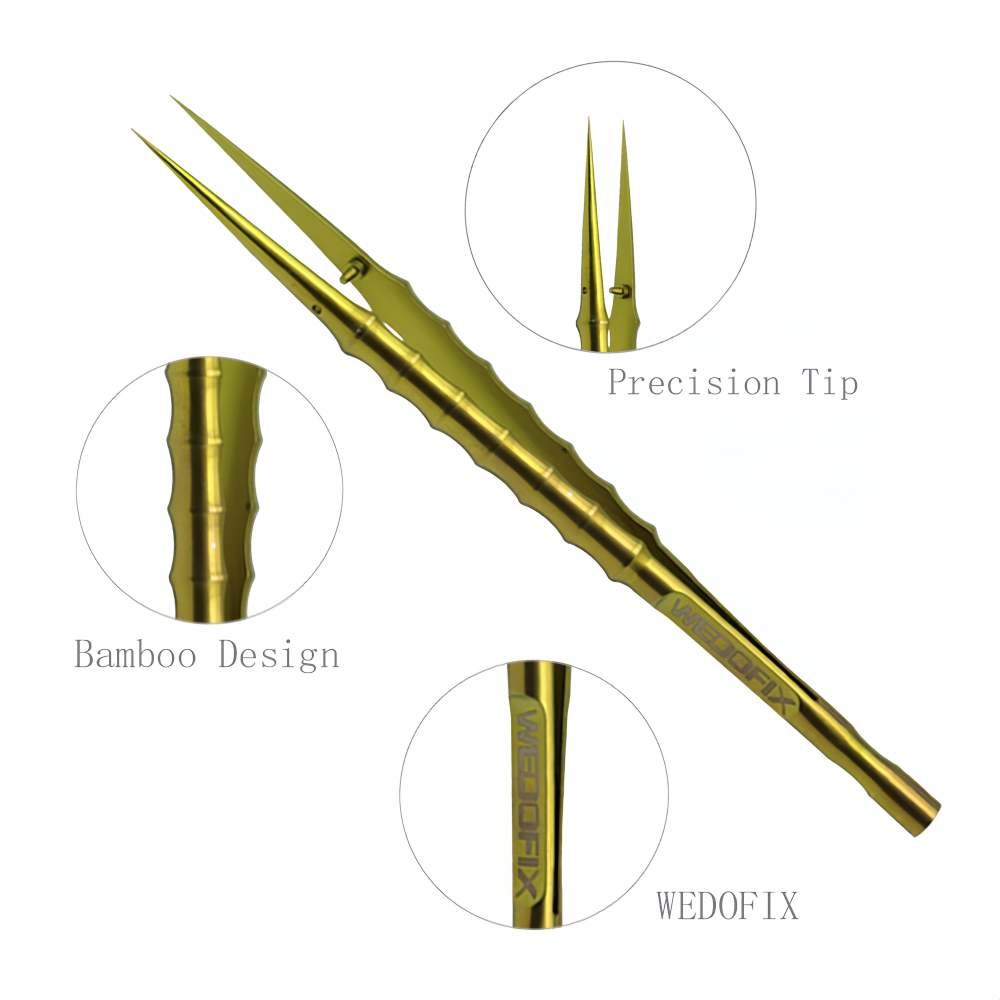 Bamboo Titanium Sharp Tweezers with Anti-corrosion Fine Tip Non-magnetic Titanium Tweezers