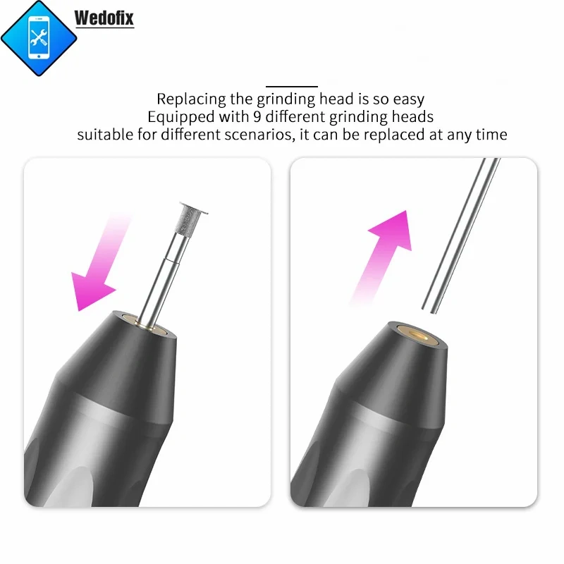 LUOWEI P2 Polish Pen with 8pcs Grinding Drills USB C Rechargeable Grinder for Mobile Phone NAND CPU IC Polishing Tools