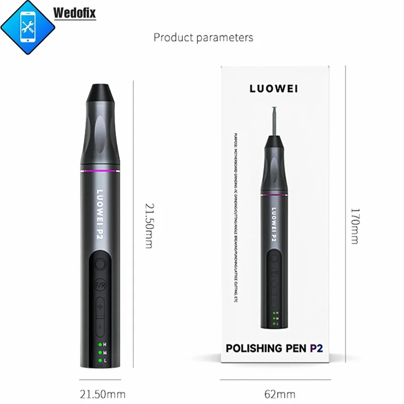 LUOWEI P2 Polish Pen with 8pcs Grinding Drills USB C Rechargeable Grinder for Mobile Phone NAND CPU IC Polishing Tools