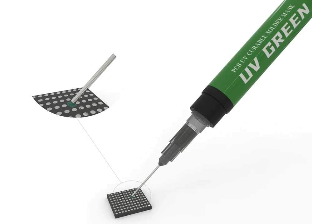 2UUL UV Curable Solder Mask with Replacable Thin Needles and Flux Pusher for BGA PCB Soldering Work