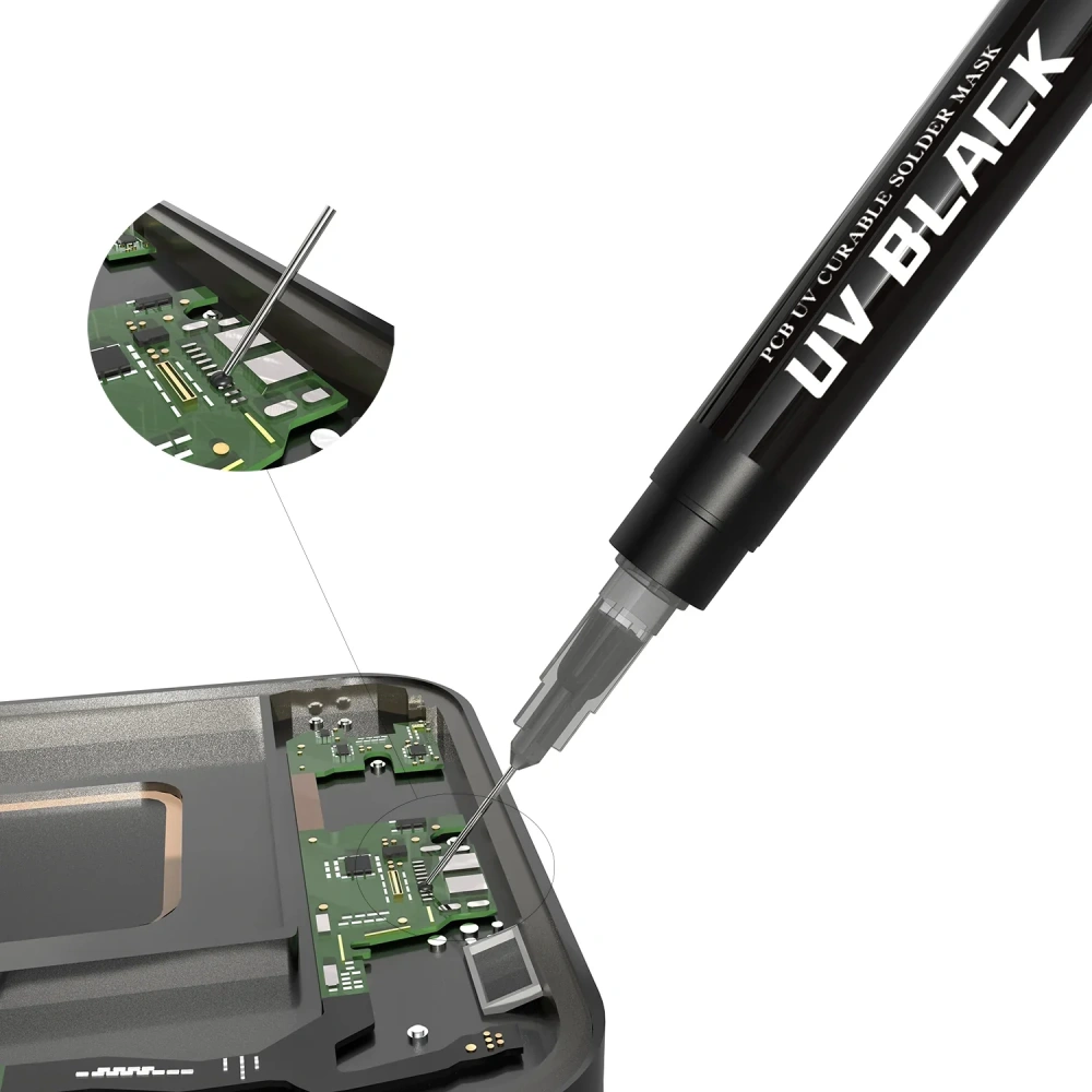 2UUL UV Curable Solder Mask with Replacable Thin Needles and Flux Pusher for BGA PCB Soldering Work