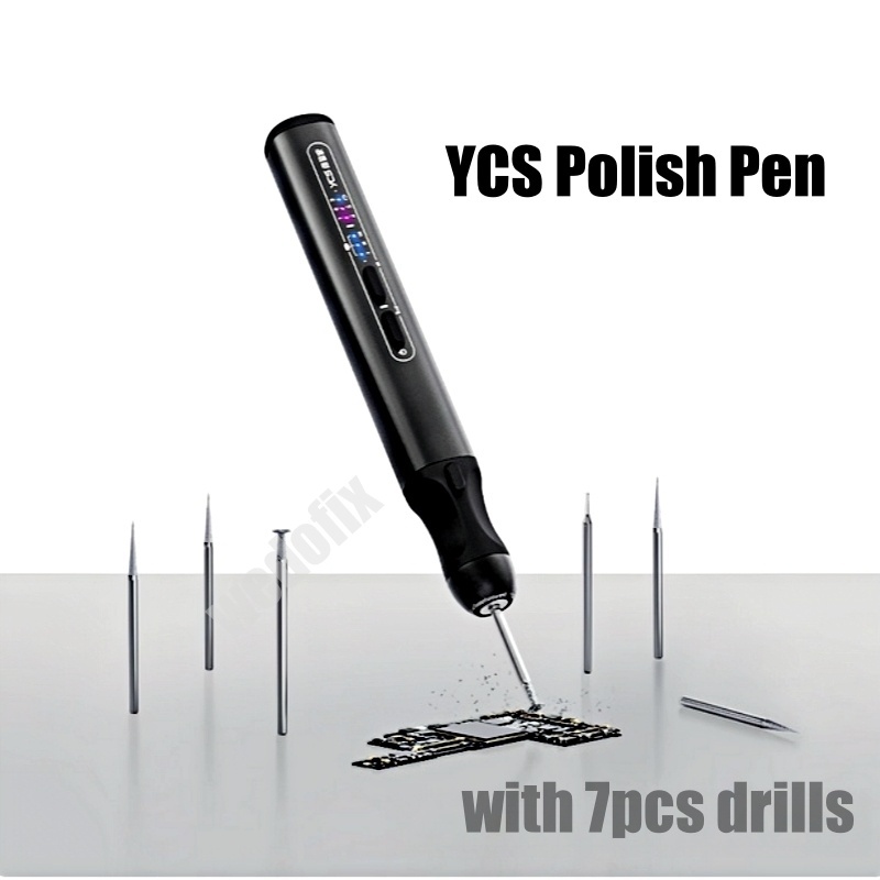 YCS Repair Home Smart Electric Grinding Pen Phone Motherboard Polish Pen with 7 Drills Type C Port for Logic Board Chip Repair