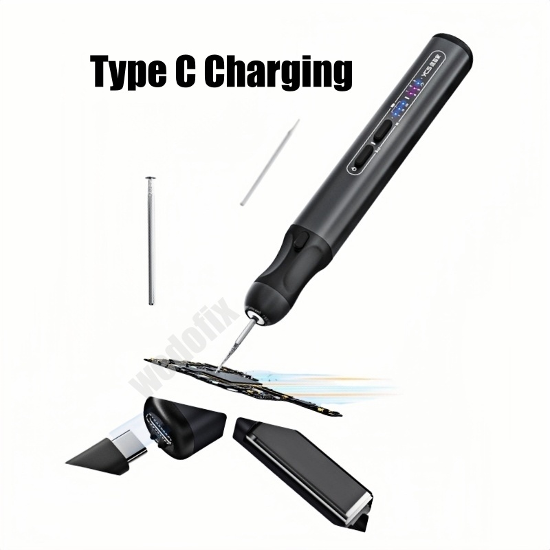 YCS Repair Home Smart Electric Grinding Pen Phone Motherboard Polish Pen with 7 Drills Type C Port for Logic Board Chip Repair