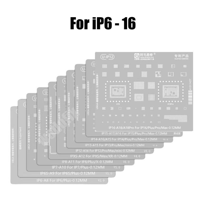 Amaoe 0.12mm BGA Reball Stencil Template NAND IC WiFi Steel Mesh for iPhone 16 15 14 13 12 11 X 8 7 6