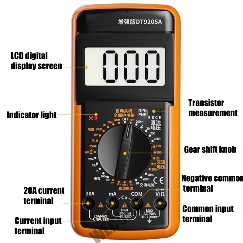 High Precision DT9205A Digital Multimeter with Full Intelligent Anti-Burn Function for Professional Electronics Phone Repair