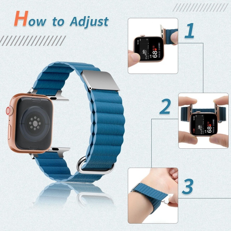 Litchi Grain Leather Magnetic Watch Strap for iWatch S10 S9 S8 S7 49mm 42mm