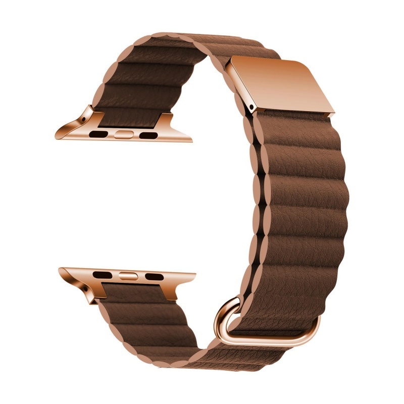 Litchi Grain Leather Magnetic Watch Strap for iWatch S10 S9 S8 S7 49mm 42mm