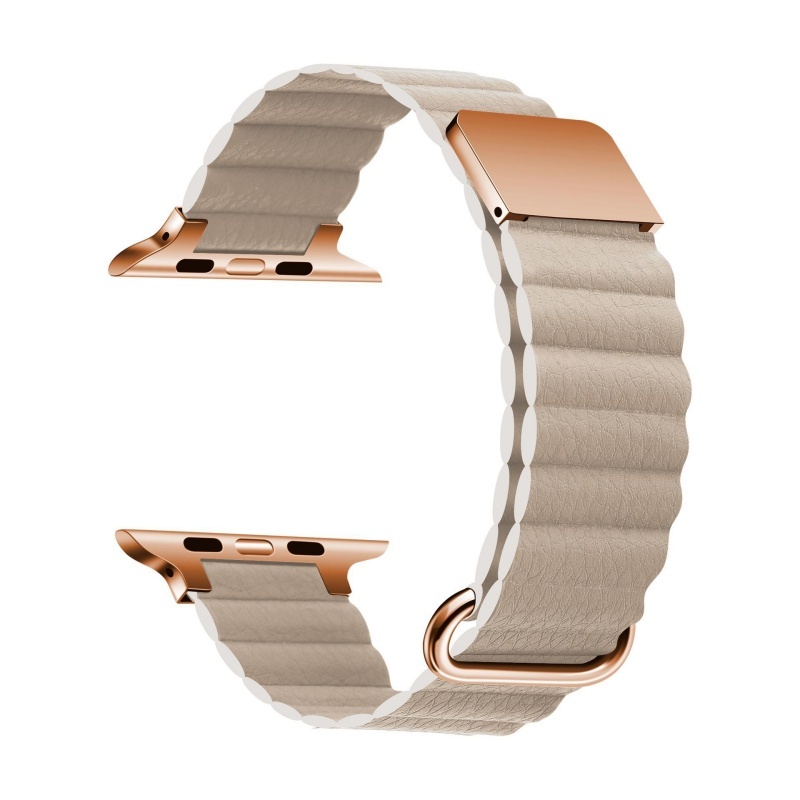 Litchi Grain Leather Magnetic Watch Strap for iWatch S10 S9 S8 S7 49mm 42mm