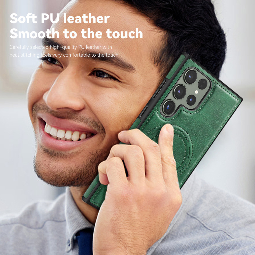High Quality Leather Bracket Magsafe Protective Case for Samsung S22 S23 S24 S25