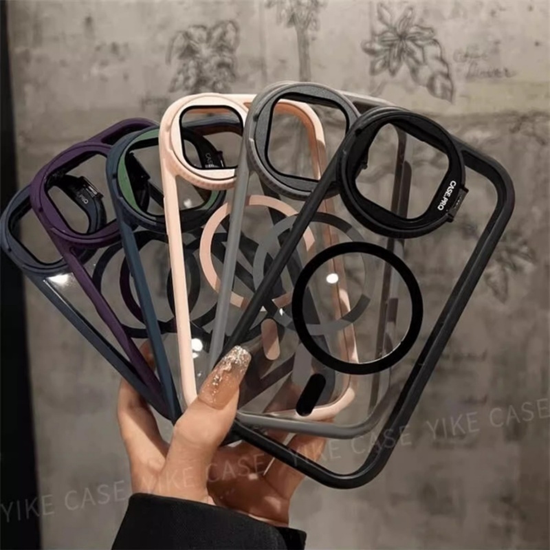 Creative Bracket Phone Protect Case with Magnetic Magsafe Camera Protect Shell for iPhone 16 15 14 13 12 11