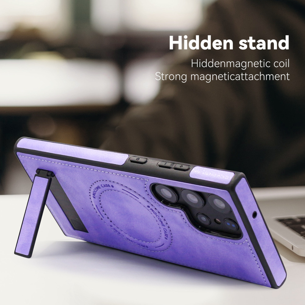 High Quality Leather Bracket Magsafe Protective Case for Samsung S22 S23 S24 S25