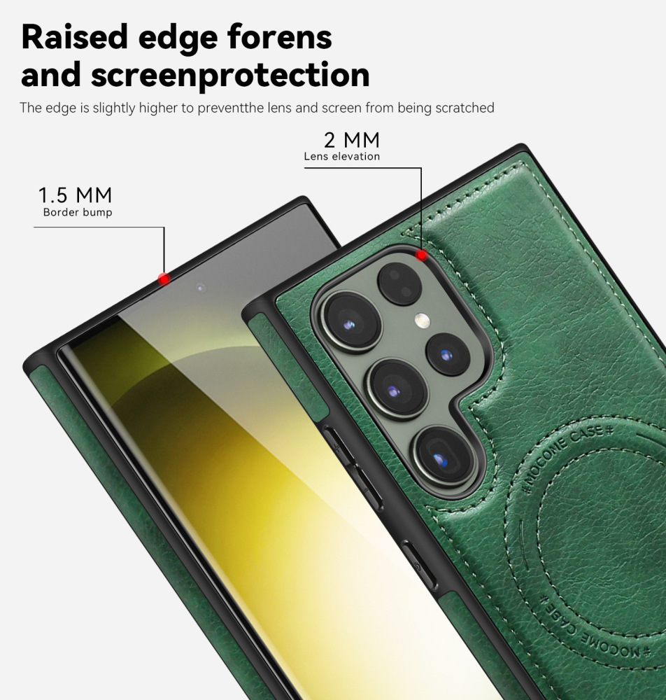 High Quality Leather Bracket Magsafe Protective Case for Samsung S22 S23 S24 S25