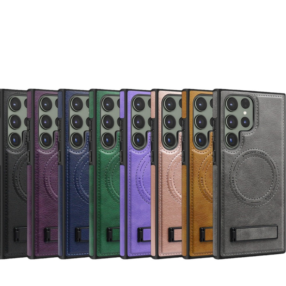 High Quality Leather Bracket Magsafe Protective Case for Samsung S22 S23 S24 S25