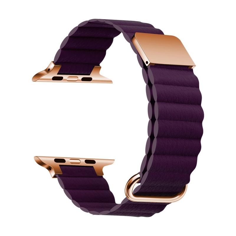 Litchi Grain Leather Magnetic Watch Strap for iWatch S10 S9 S8 S7 49mm 42mm