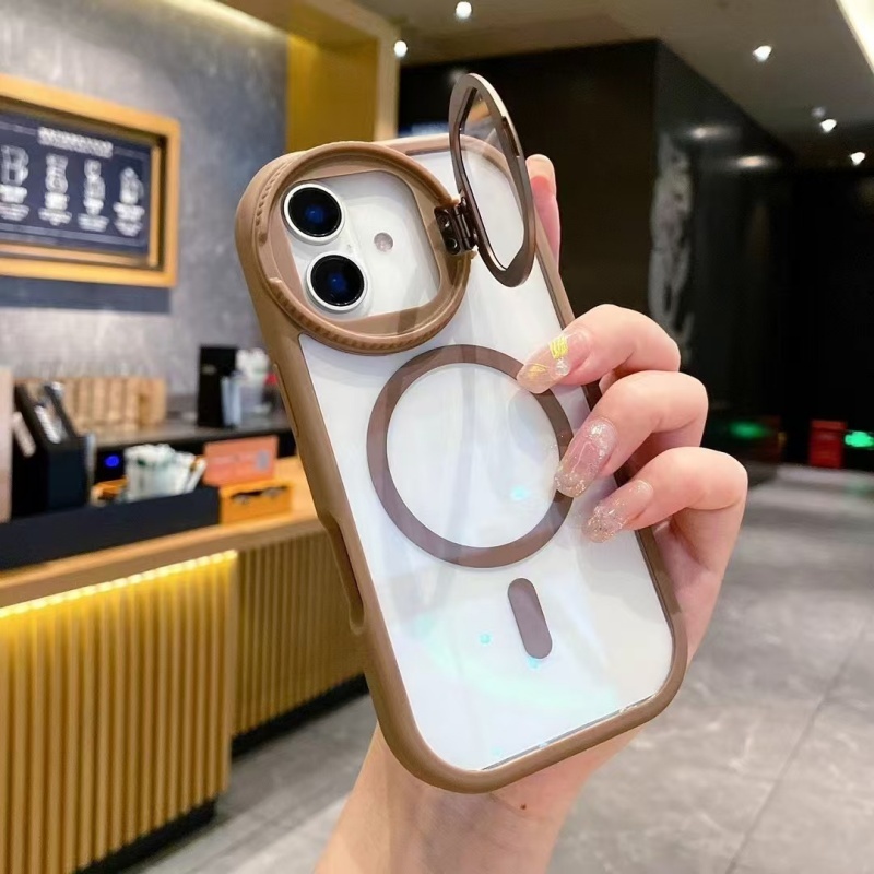 Creative Bracket Phone Protect Case with Magnetic Magsafe Camera Protect Shell for iPhone 16 15 14 13 12 11