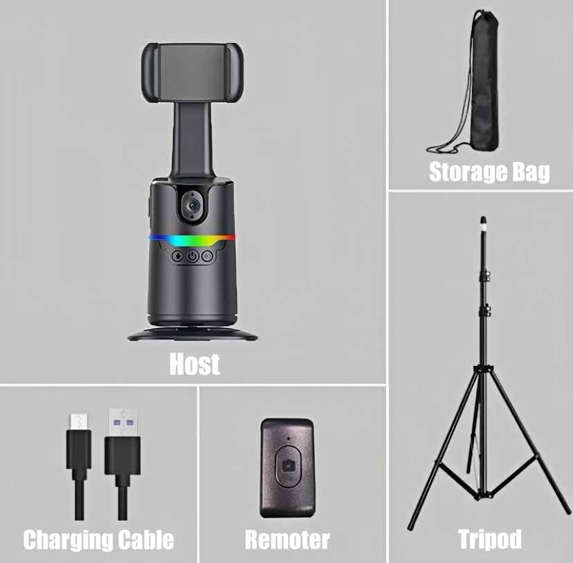 360°Rotation Smartphone Gimbal Stabilizer Face Tracker Selfie Stick Tripod with Remote and Gesture Control for Live Video Shoot