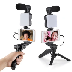 COOL DIER Smartphone Vlogging Kit With Tripod Phone Holder Mini Mic LED Fill Light Starter For TikTok Live Stream Video YouTube