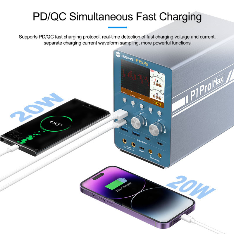 Sunshine P1 Pro Max Intelligent DC Power Supply Battery Spot Welding PD/QC Fast Charging Shortkiller