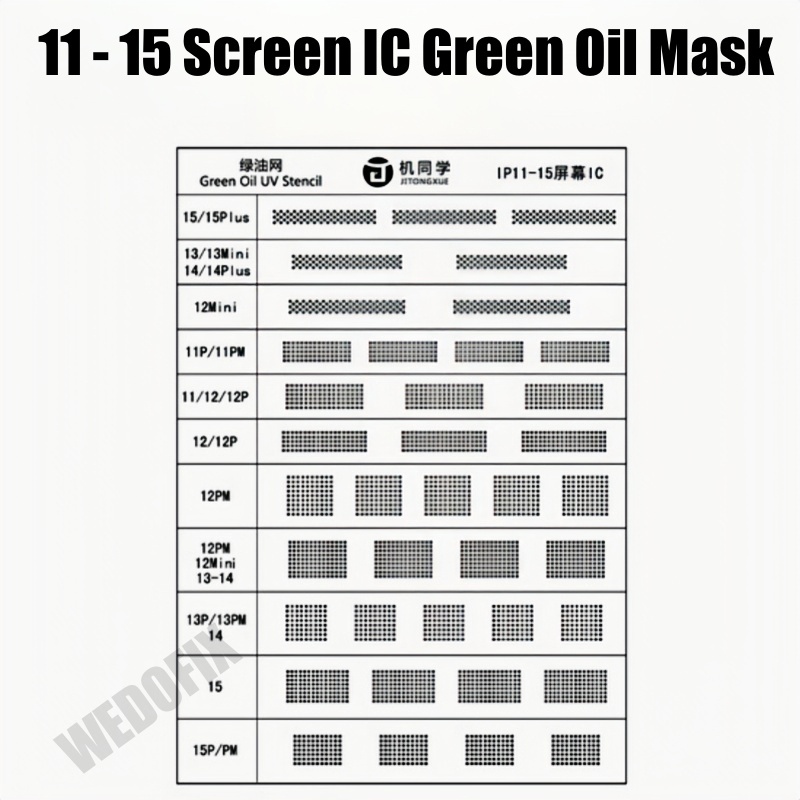 JTX Display IC Solder Mask UV Lamp Green Oil Stencil for iPhone 11 12 13 14 15