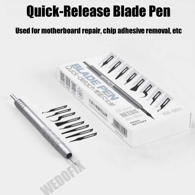 Mechanic KH001 Quick-Release Blade Pen with 8 Blades CPU Adhesive Remover Hand Polished Tool for Mobile Phone Electronics Repair