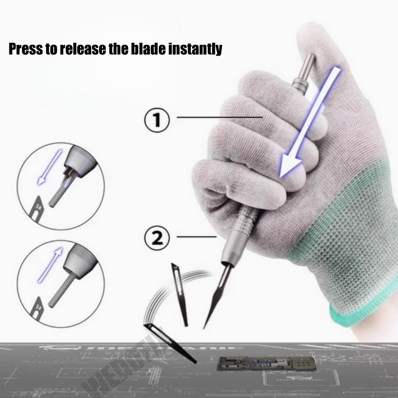 Mechanic KH001 Quick-Release Blade Pen with 8 Blades CPU Adhesive Remover Hand Polished Tool for Mobile Phone Electronics Repair