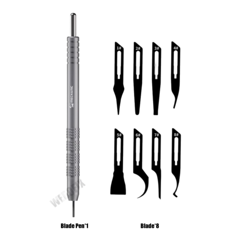 Mechanic KH001 Quick-Release Blade Pen with 8 Blades CPU Adhesive Remover Hand Polished Tool for Mobile Phone Electronics Repair