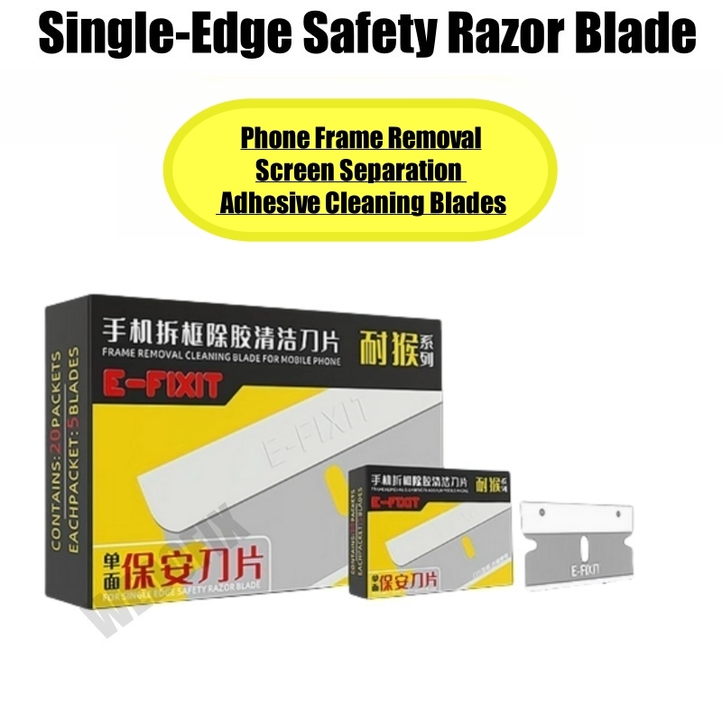 E-Fixit Single Edge Blades 50pcs/Lot LCD Frame Removal Cleaing Blade Adhesive Remove and Cleaning for LCD Screen Refurbish