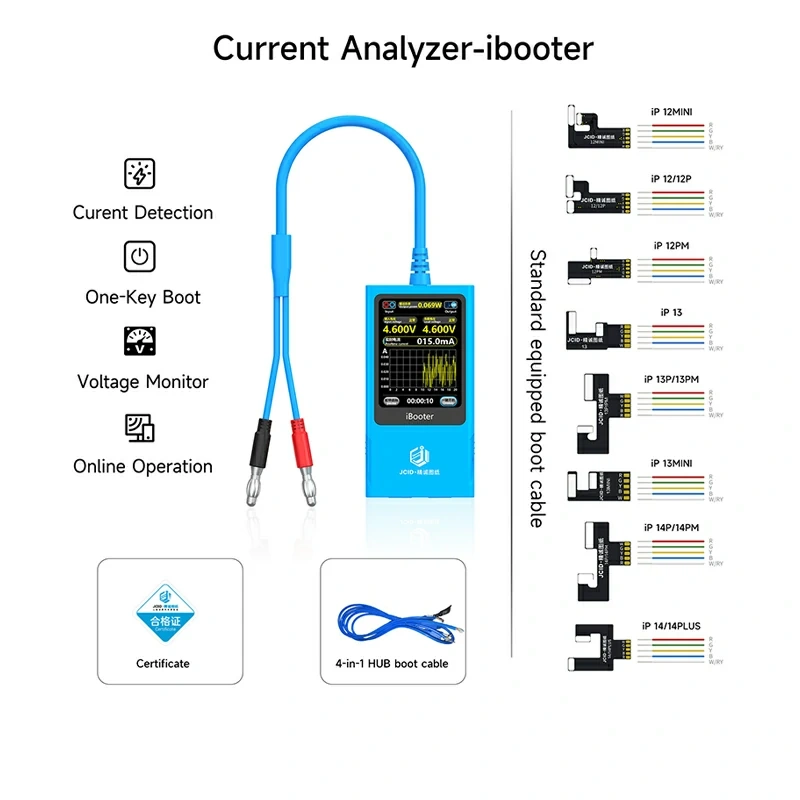 JC Intelligent Drawing Current Analyzer iBooter for iPhone 7 8 X 11 12 13 14 15